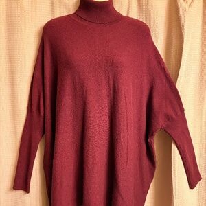 Joseph A. Long Tunic Sweater Burgundy Women's S (This will fit up to XL)